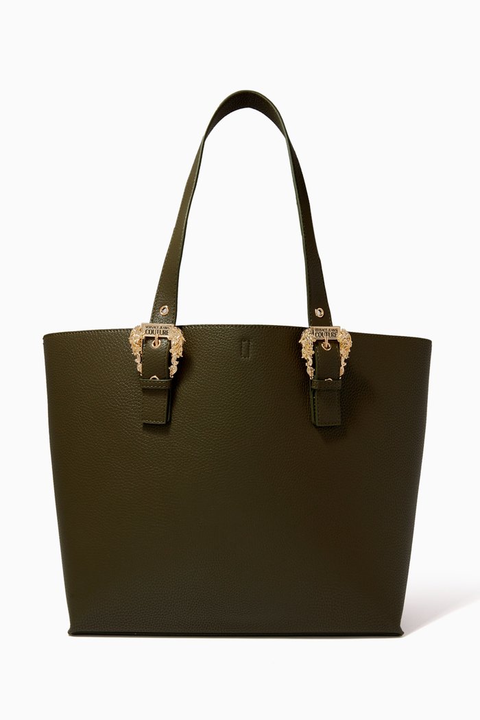 

Couture Shopper Tote Bag in Grained Leather, Green