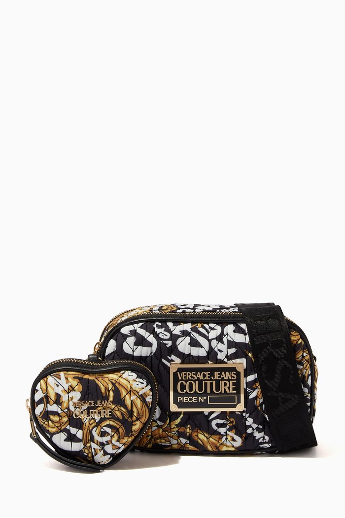 

Small Couture Printed Camera Shoulder Bag in Nylon, Black