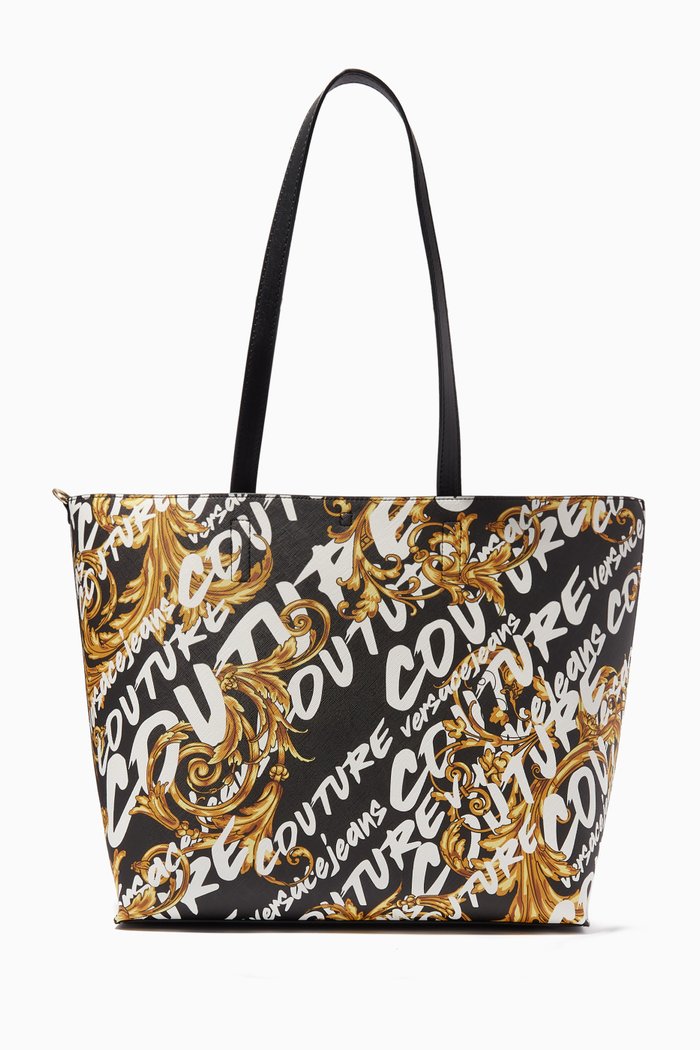 

Reversible Printed Tote Bag in Nylon, Black