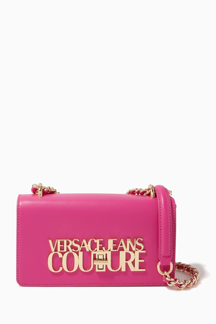 

Logo Lock Crossbody Bag in Faux Leather, Pink