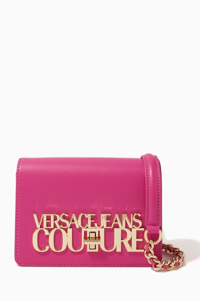 

Small Logo Lock Shoulder Bag in Leather, Pink
