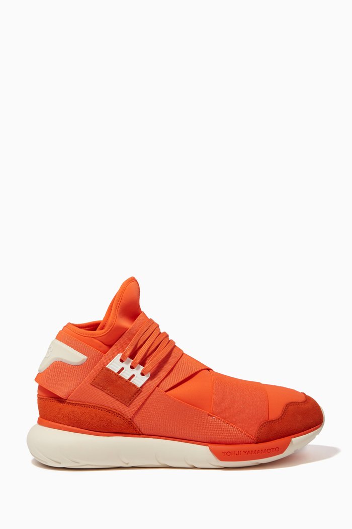

Qasa High Sneakers in Suede, Textile & Mesh, Orange