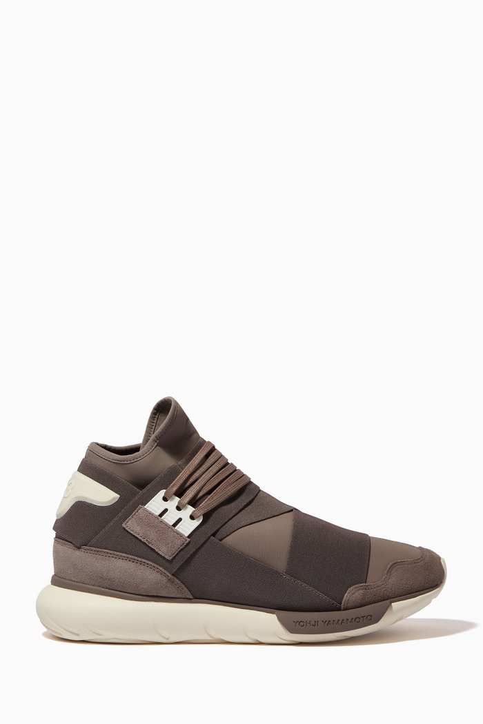 

Y-3 Qasa High-top Sneakers in Textile & Suede, Brown