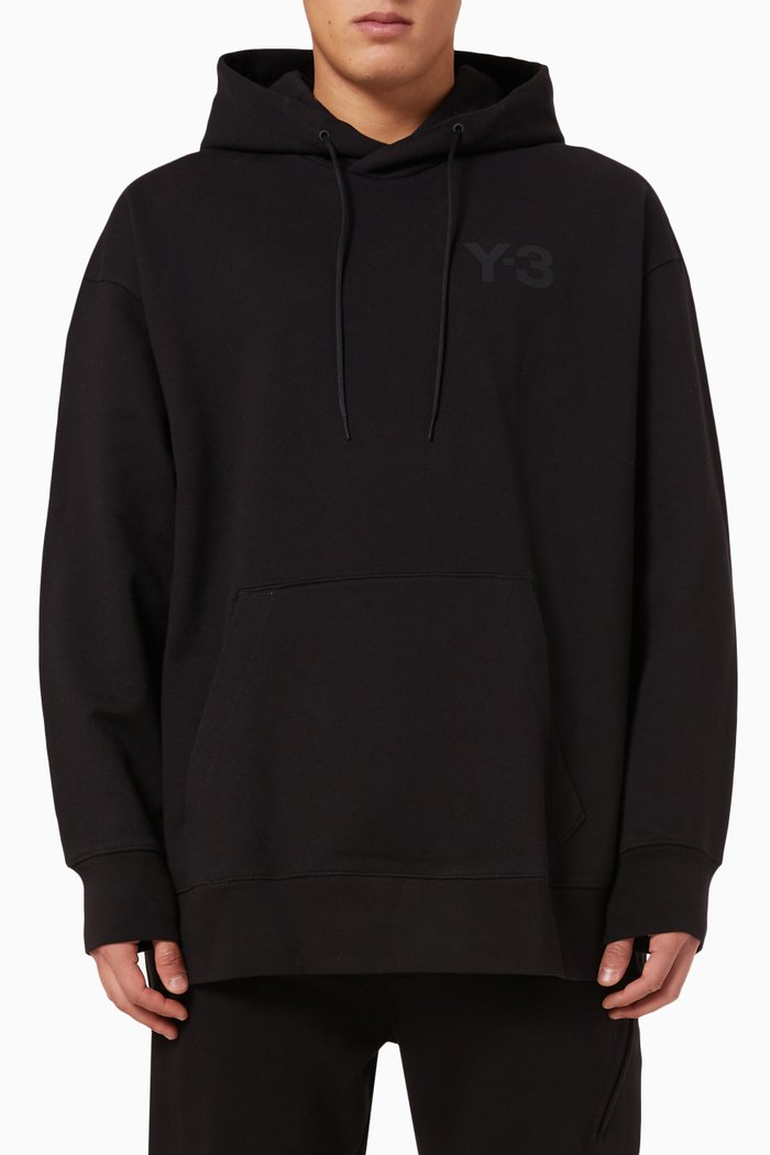 

Classic Chest Logo-print Hoodie in Cotton French-terry, Black
