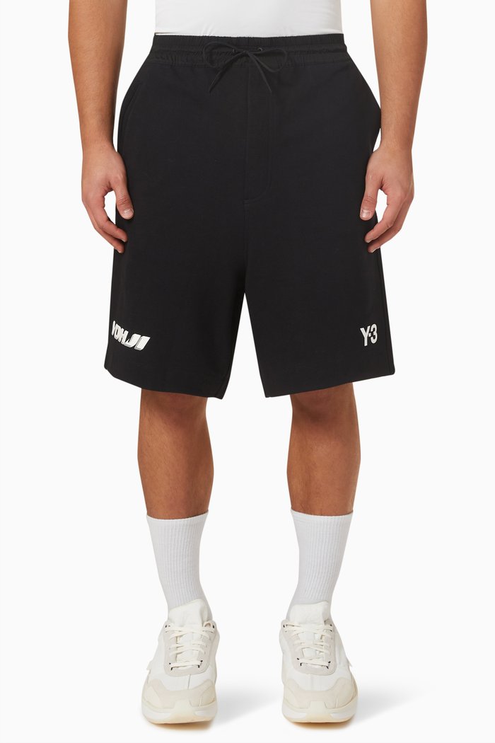 

Graphic Shorts in Cotton, Black