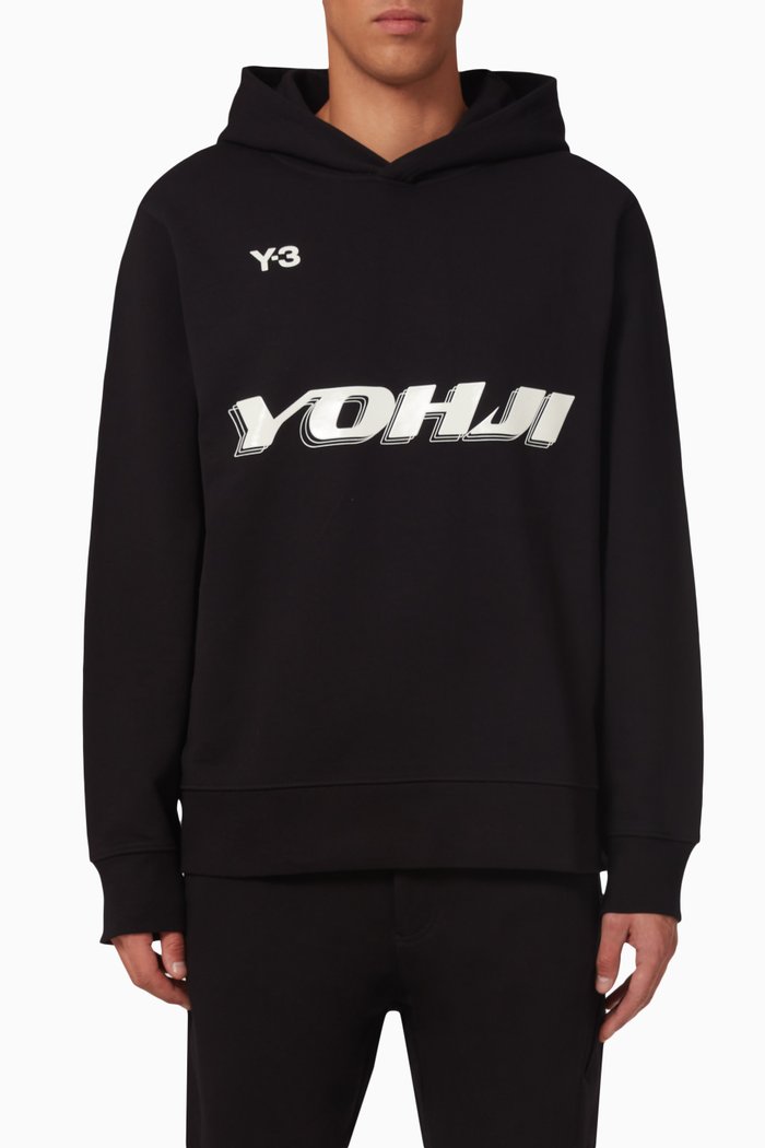 

Y-3 Graphic Hoodie in French Terry Cotton, Black