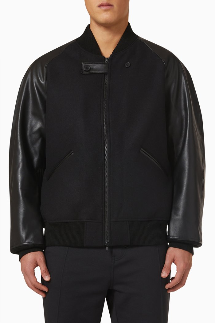 

Varsity Jacket in Wool Blend, Black