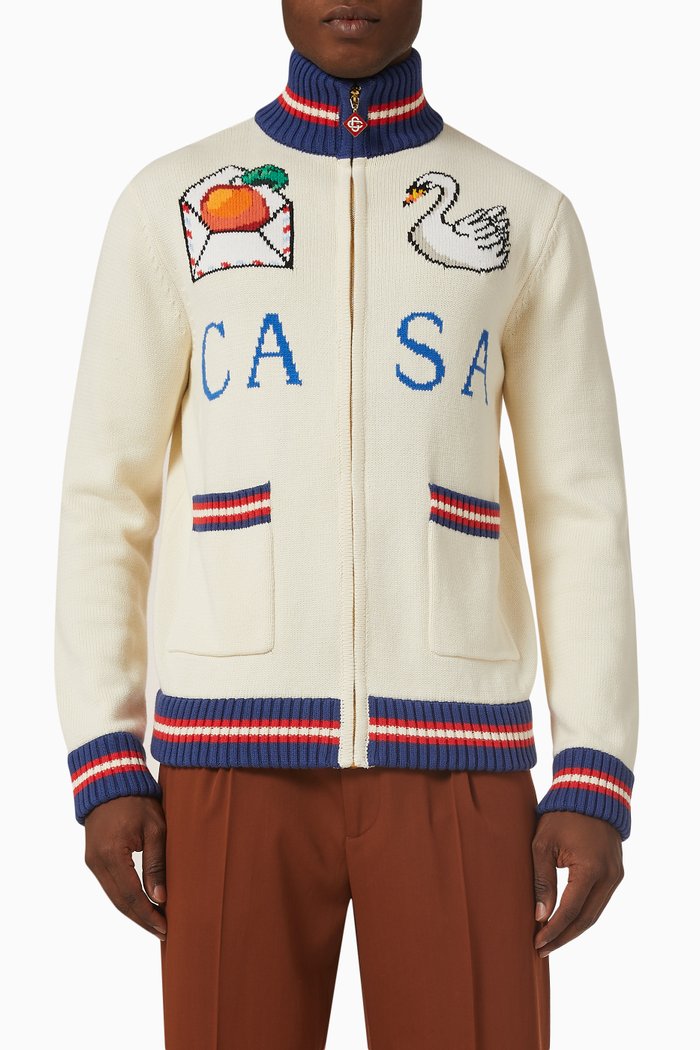 

Casa Swan Jacket in Cotton Knit, Multicolour