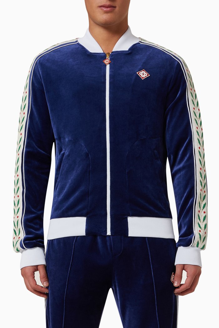 

Laurel Zip Track Jacket in Modal Velour, Blue