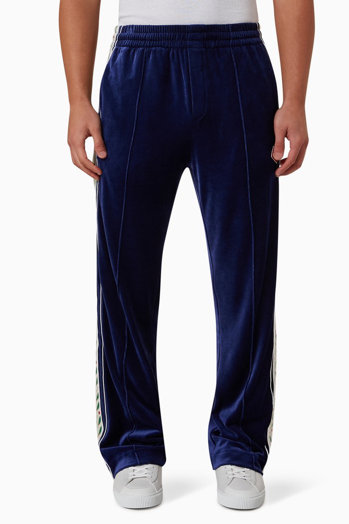 

Laurel Taped Track Pants in Modal Velour, Blue