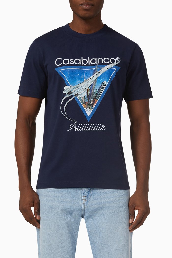 

Graphic Print T-shirt in Jersey, Blue