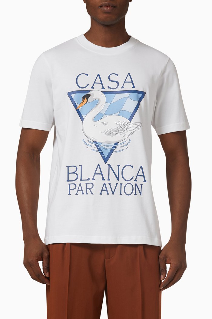 

Par Avion Print T-shirt in Jersey, White