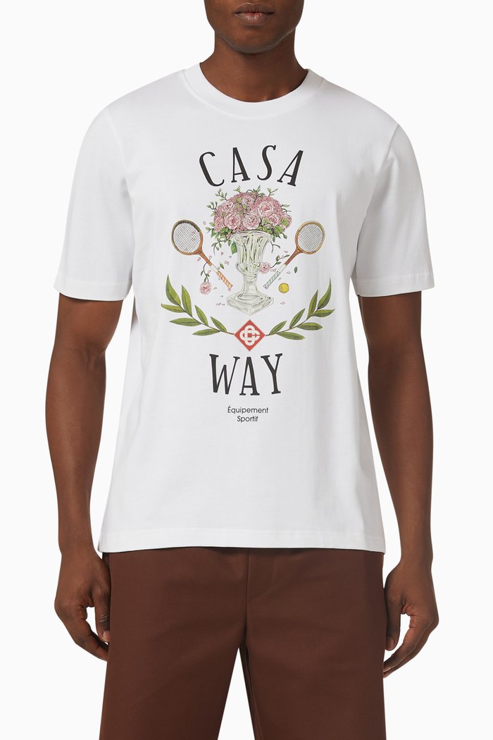

Casa Way Print T-shirt in Jersey, White