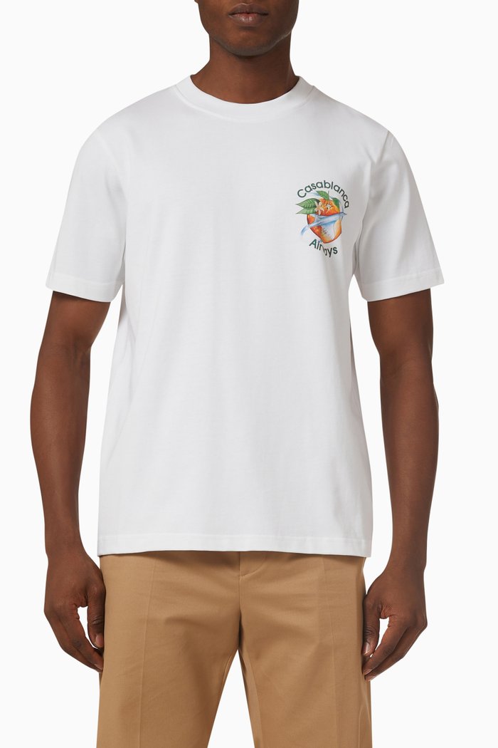 

Graphic Print T-Shirt in Jersey, White