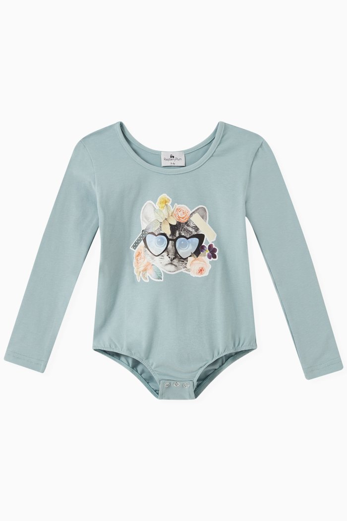 

Cat Bodysuit in Cotton, Blue