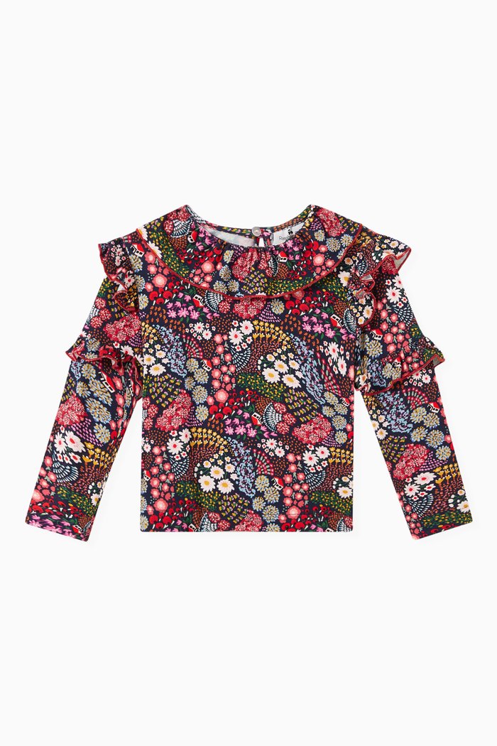 

Meara Floral Blouse in Cotton, Multicolour