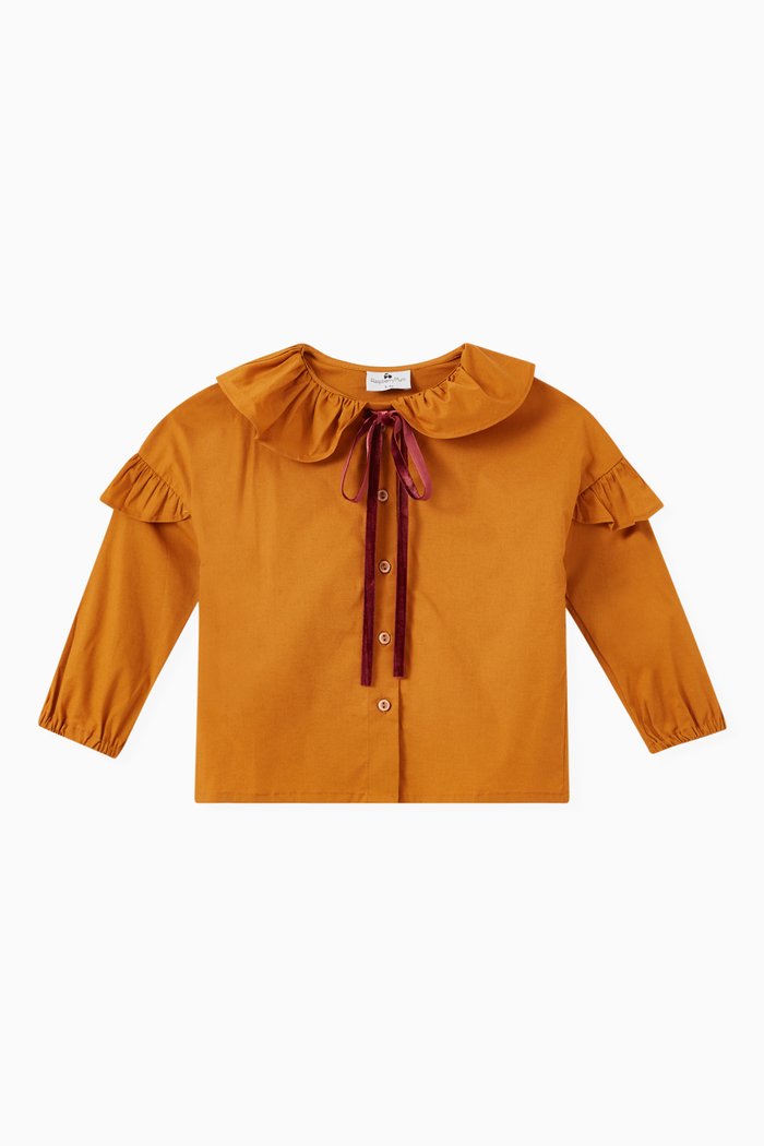 

Patti Ruffled Blouse in Cotton, Yellow