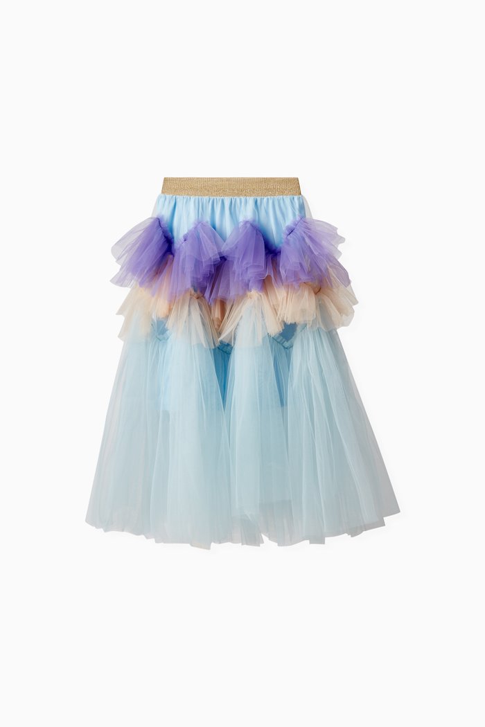 

Jade Ruffle Skirt in Polyester, Blue