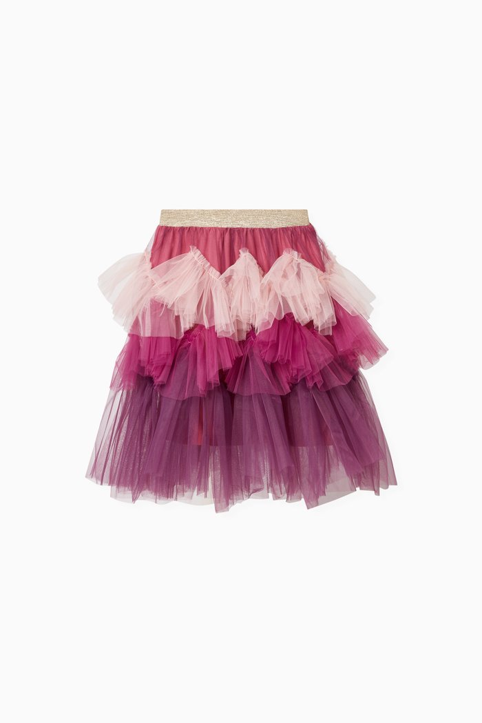 

Jade Ruffle Skirt in Polyester, Pink