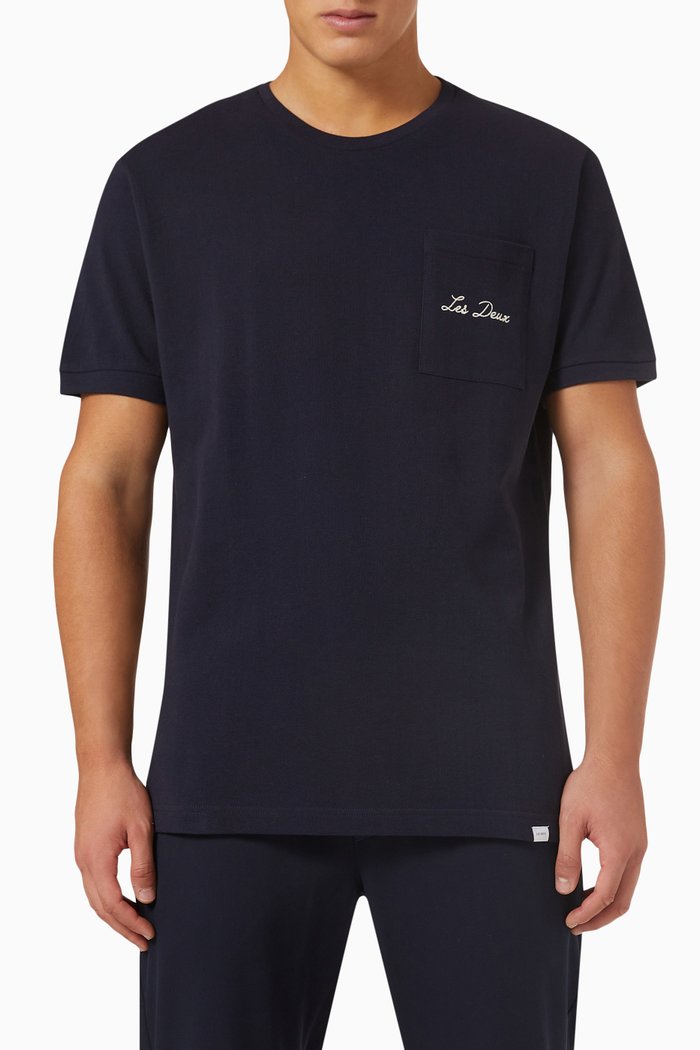 

Logo Pocket T-shirt in Cotton Piqué, Blue