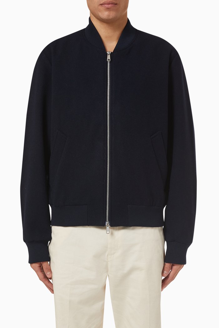 

Mitch Bomber Jacket in Wool, Blue