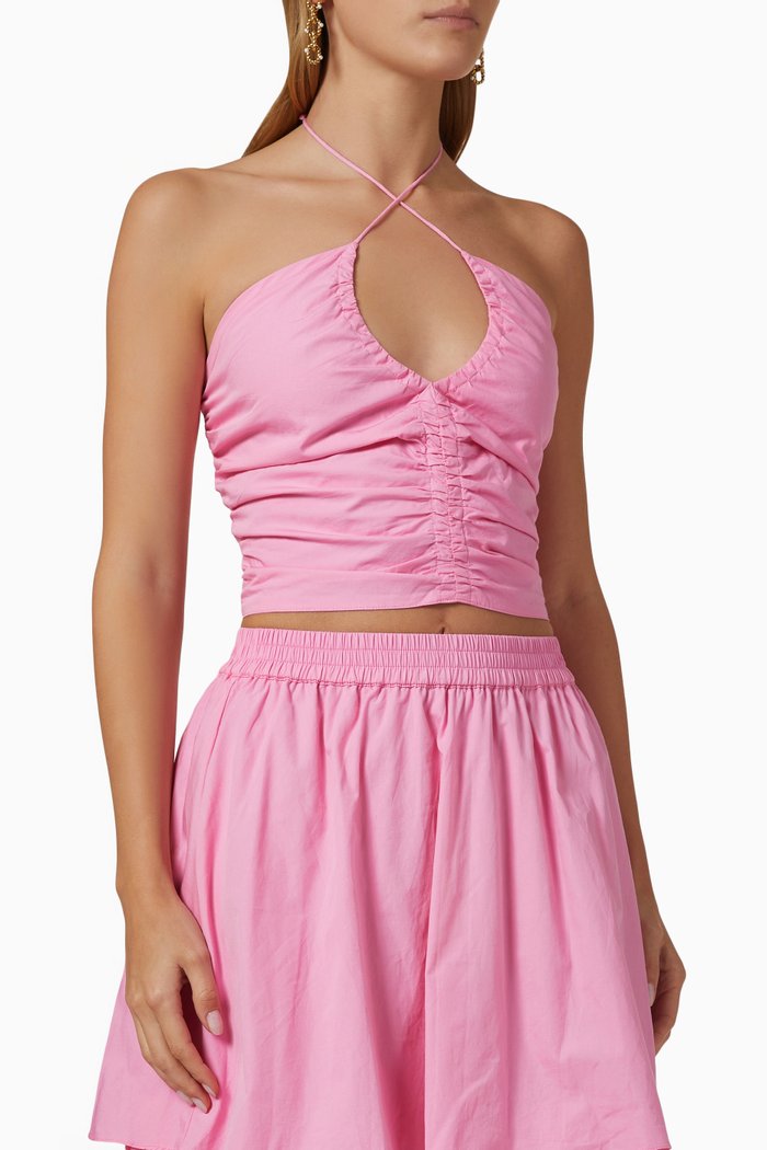 Fine Halter Top in Sustainable Cotton, Pink