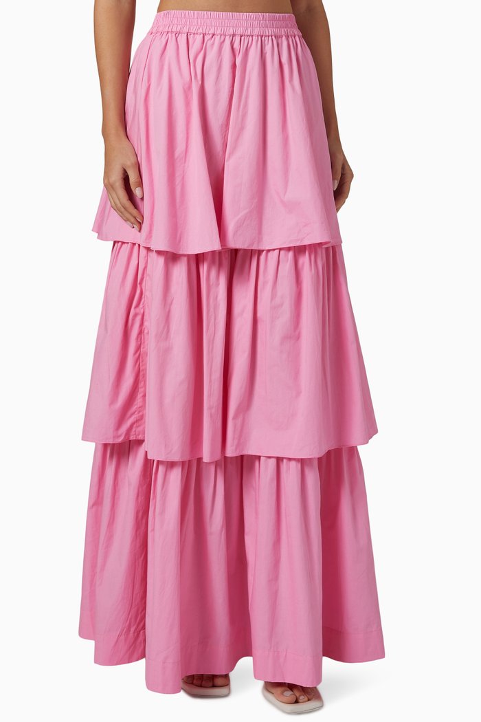 Layered Maxi Skirt in Sustainable Cotton, Pink