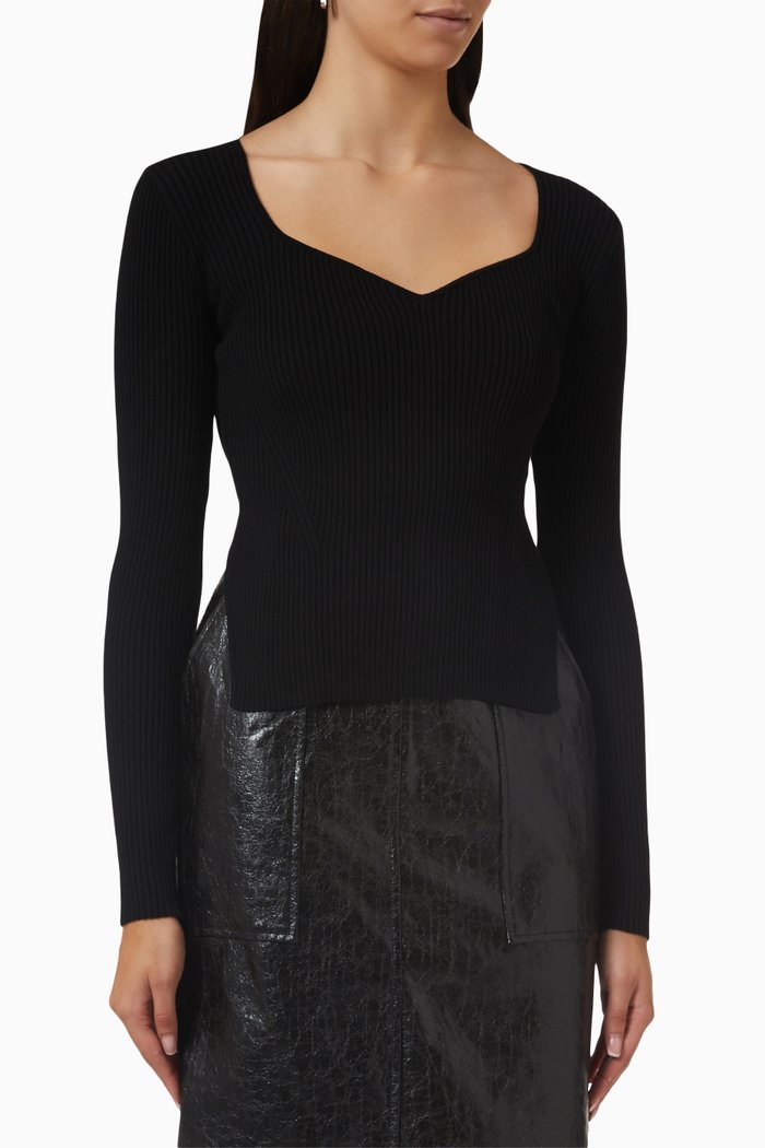 

Bustier Top in Ribbed Knit, Black