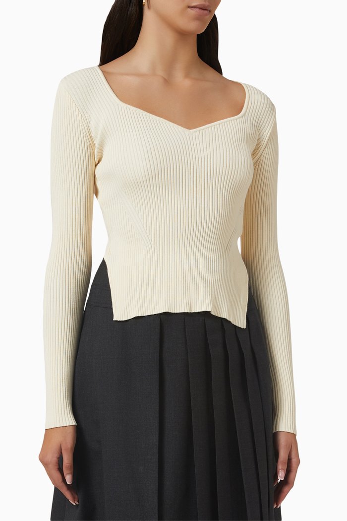 

Bustier Top in Ribbed Knit, Neutral