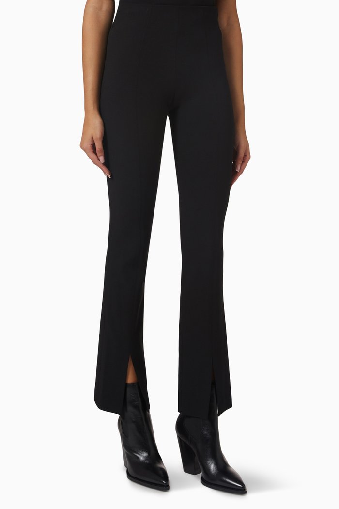 

Slit Slim-fit Pants in Stretch Fabric, Black