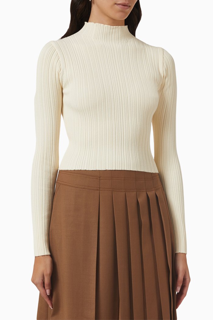 

Crop Top in Rayon Rib-knit, Neutral