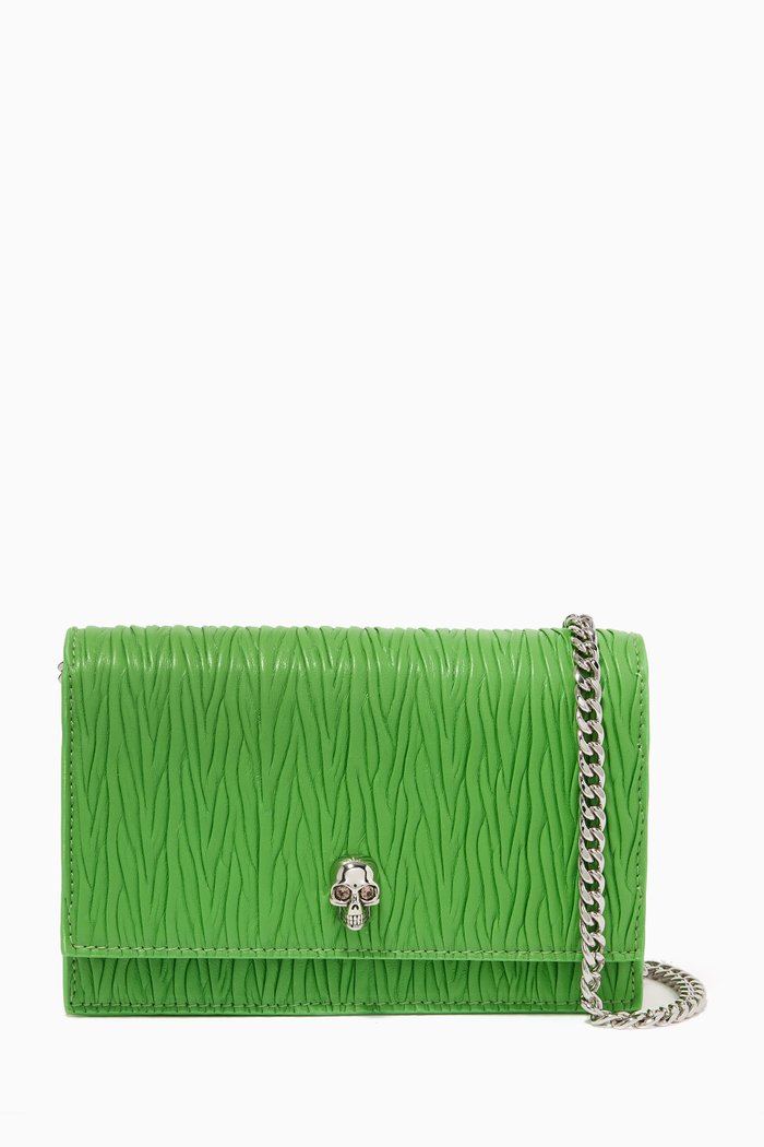 

Small Skull Pleated Shoulder Bag in Nappa, Green