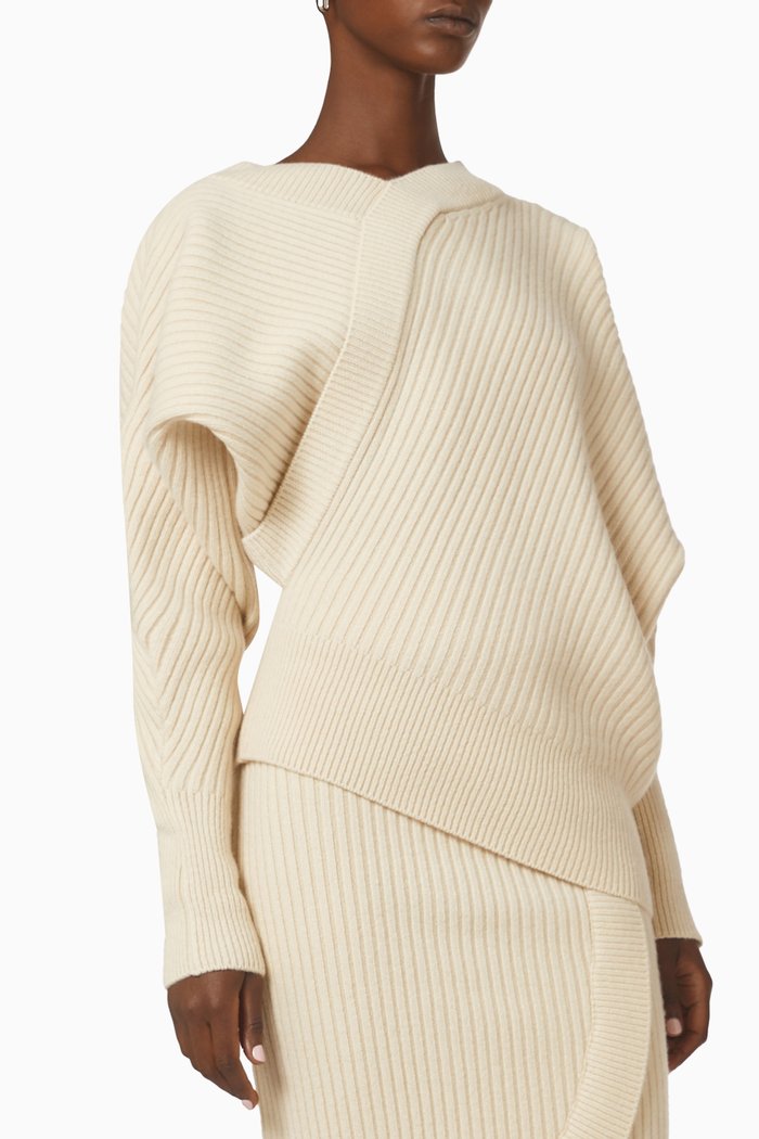 

Unbalance Asymmetrical Sweater in Wool-blend, Neutral
