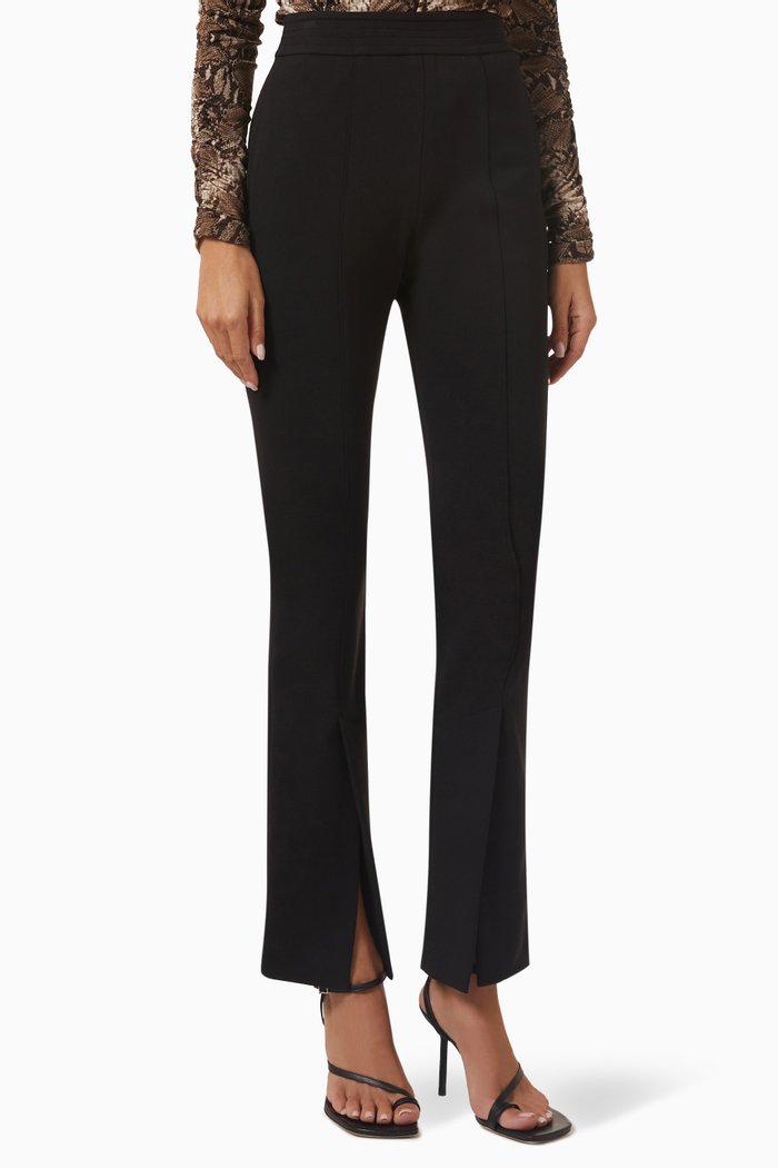 

Slit Pants in Stretch-wool, Black