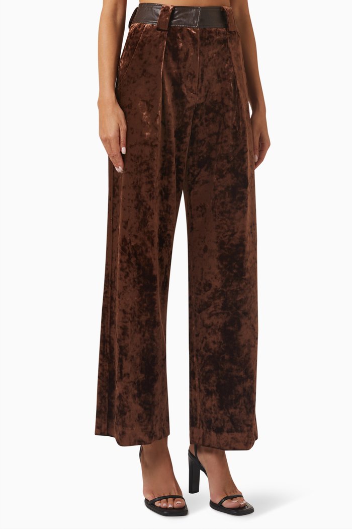

Wide-leg Pants in Mixed Velvet, Brown