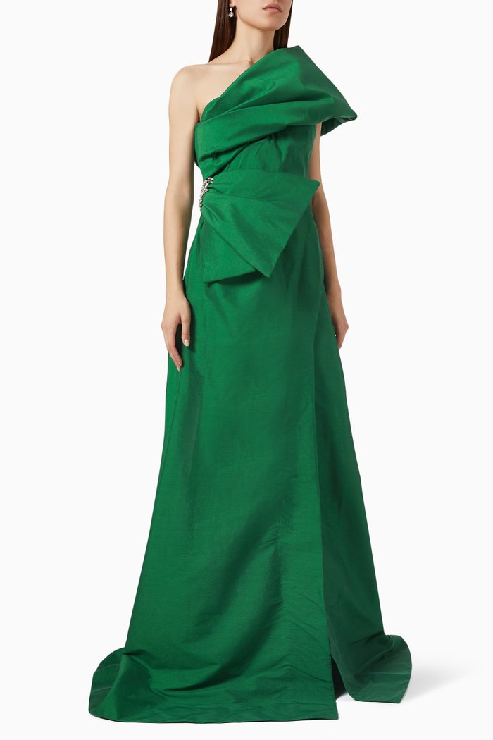 

Archer Gown in Stretch Crêpe, Green