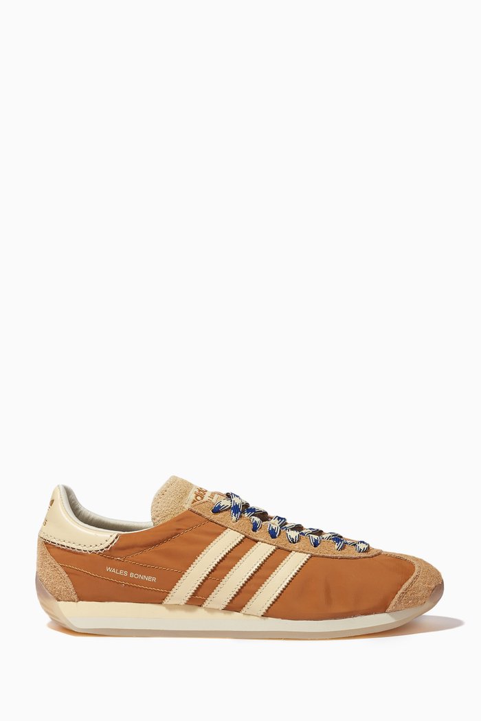 

x Wales Bonner Country Sneakers in Nylon & Suede, Brown