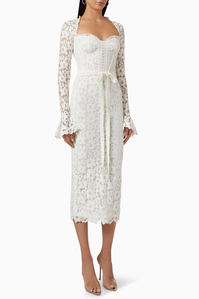 

Lace Midi Dress, White