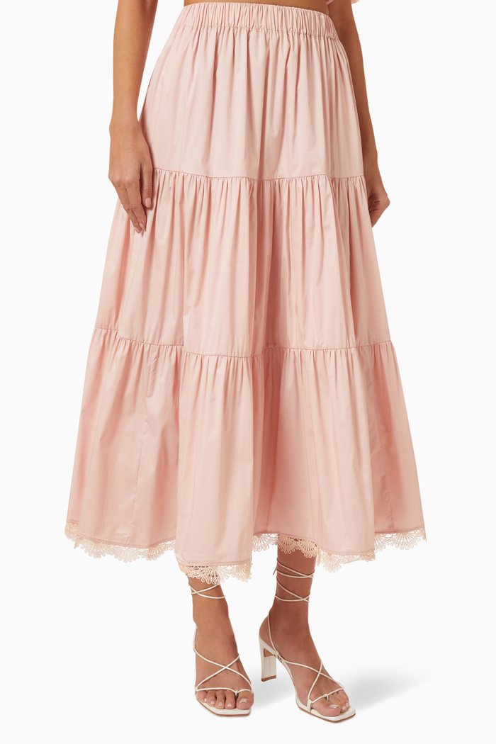 

Penny Midi Skirt in Soft-cotton, Pink