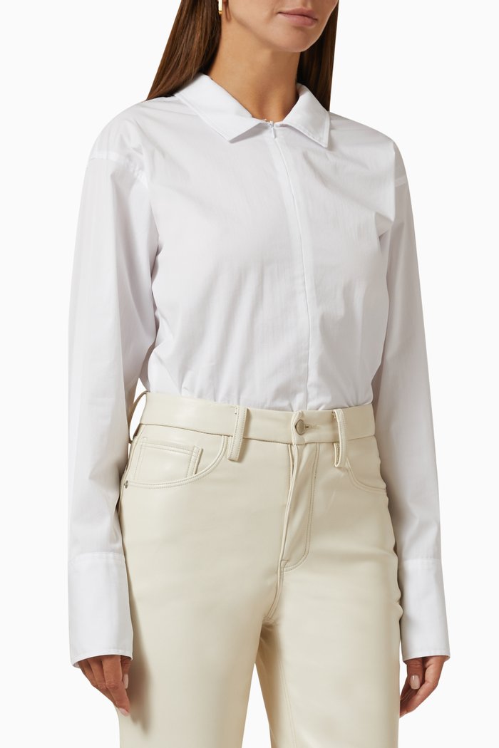 

Zip Bodysuit in Poplin, White