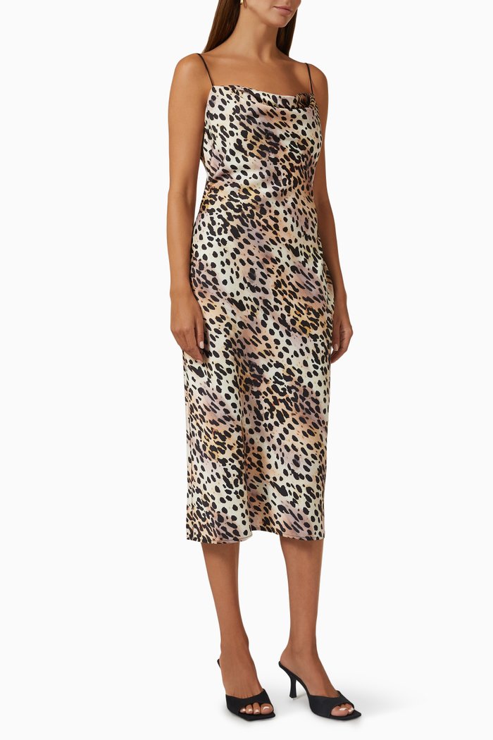 

Slip Midi Dress in Satin, Neutral
