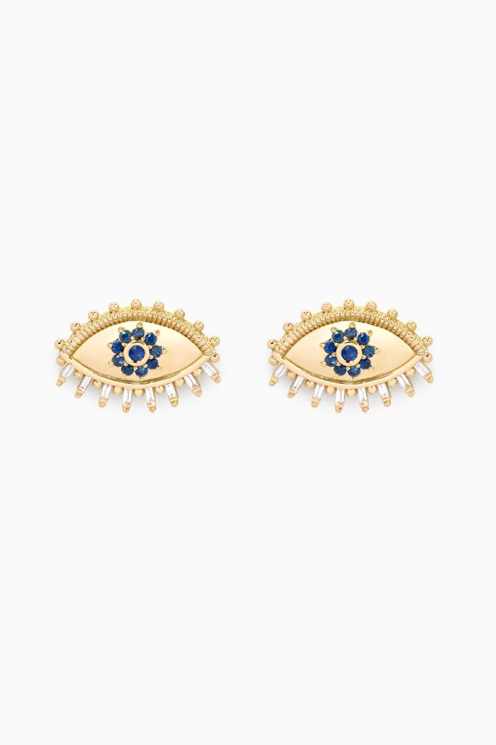 

The Eye Sapphire Diamond Stud Earrings in 18kt Yellow Gold