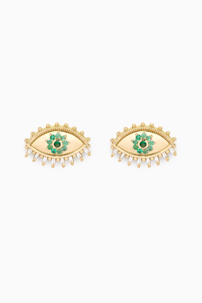 

The Eye Emerald Diamond Stud Earrings in 18kt Yellow Gold