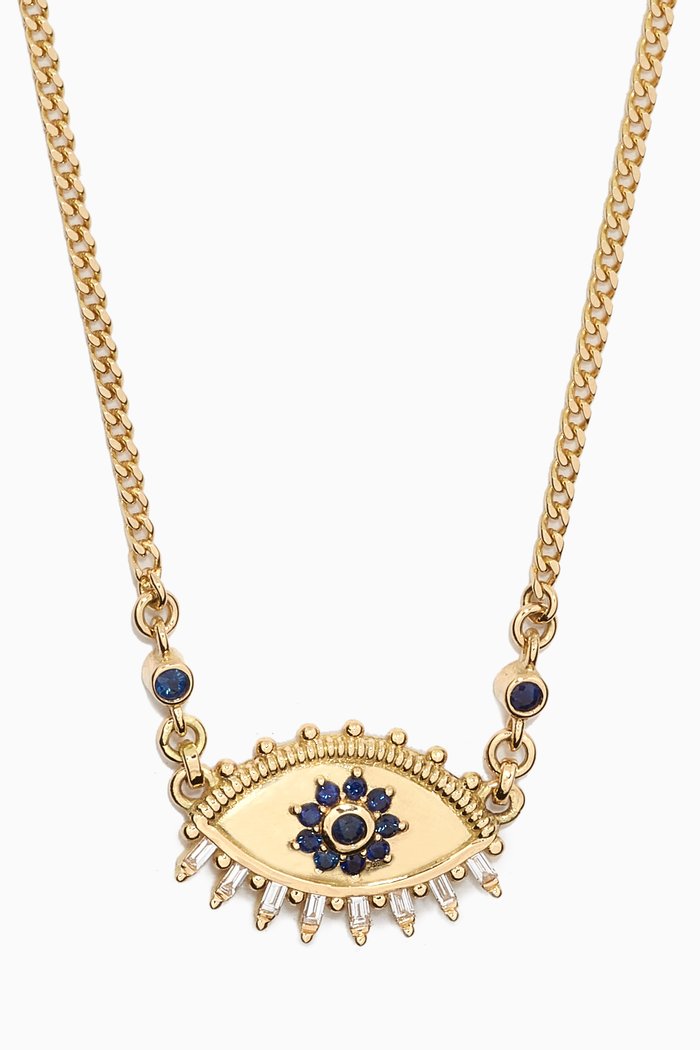 

The Eye Sapphire Diamond Chain Necklace in 18kt Yellow Gold