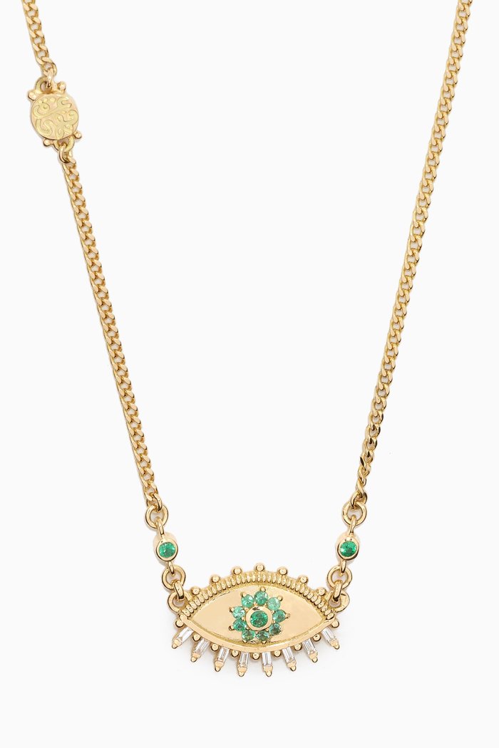 

The Eye Emerald Diamond Chain Necklace in 18kt Yellow Gold