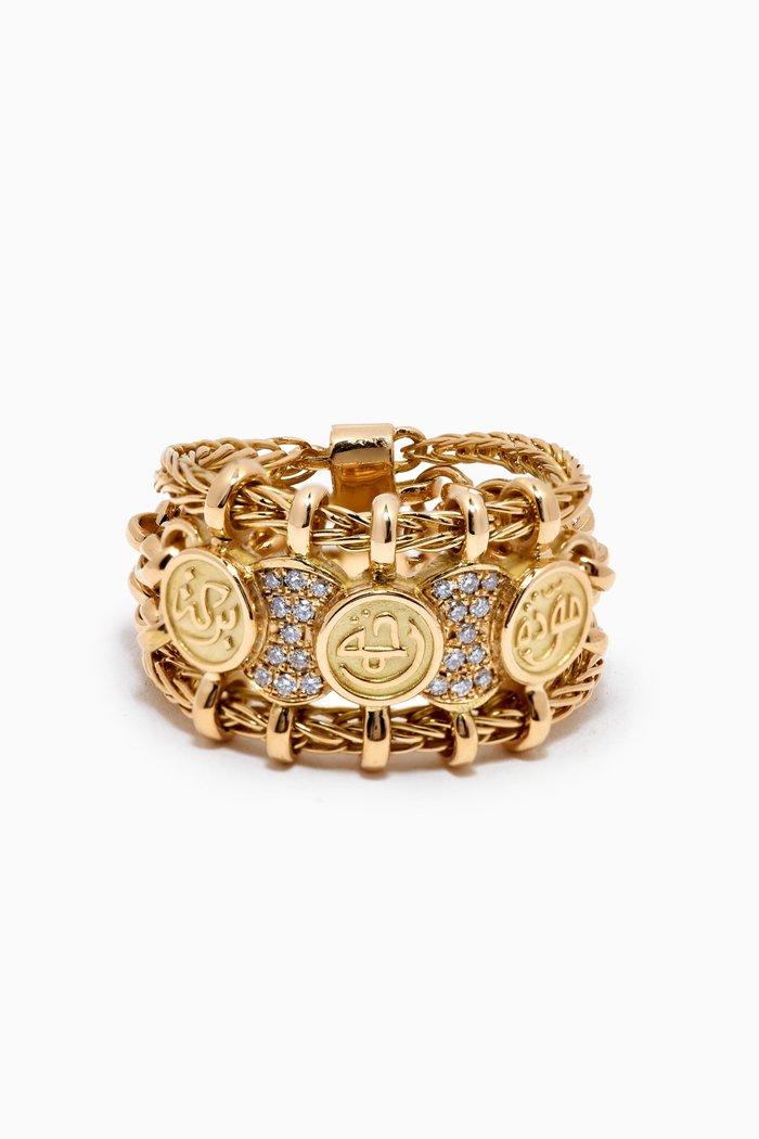 Gold Blessings Diamond Chain Ring in 18kt Yellow Gold