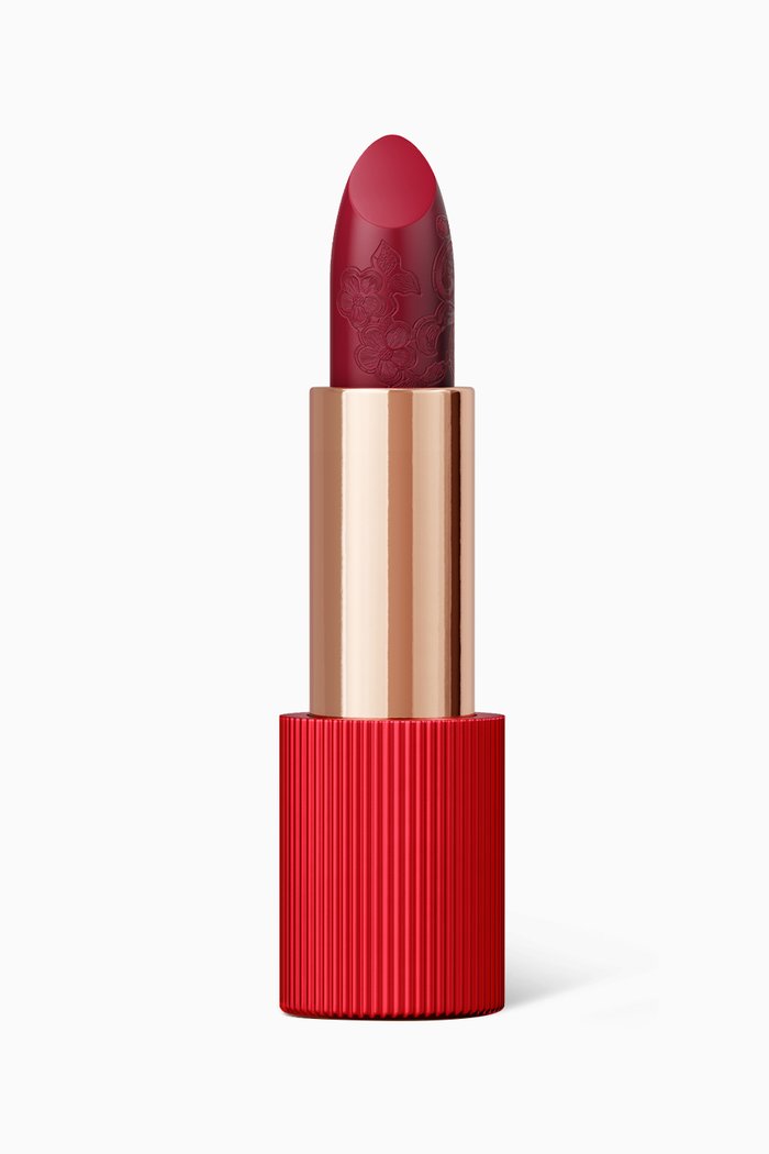 

107 Cherry Red Matte Silk Lipstick, 3.5g, Colourless
