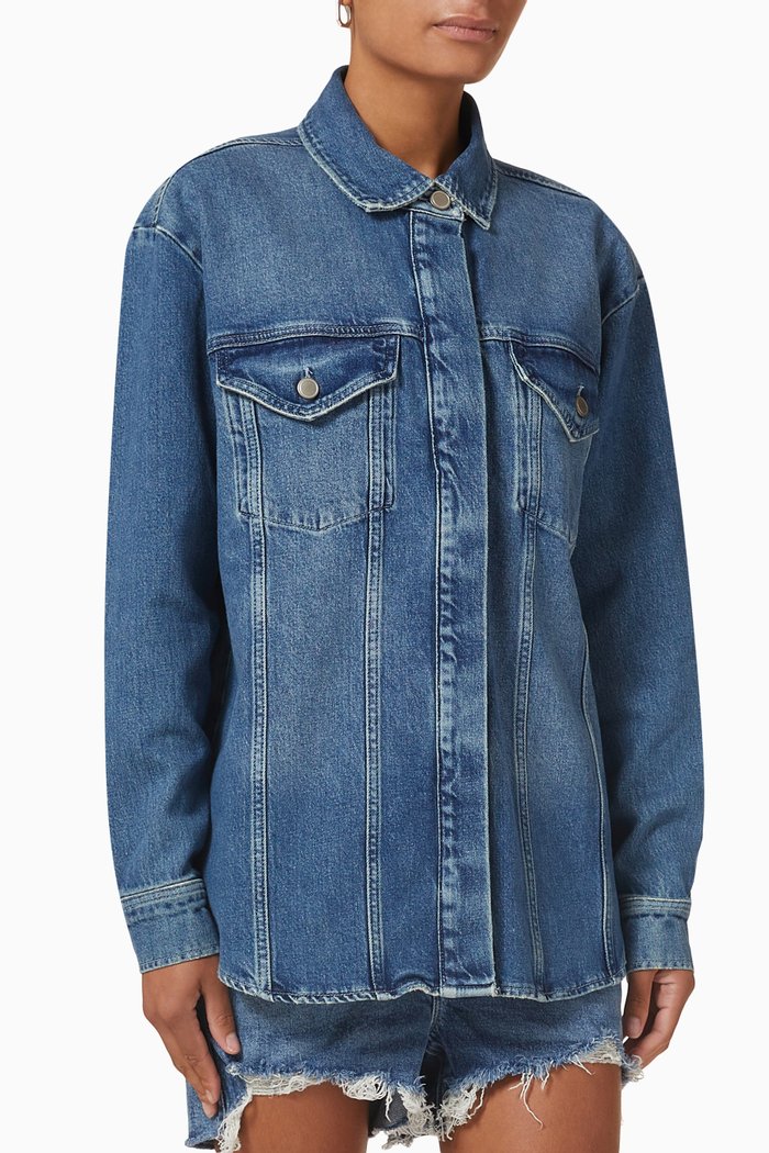 

Oversized-fit Shacket in Denim, Blue