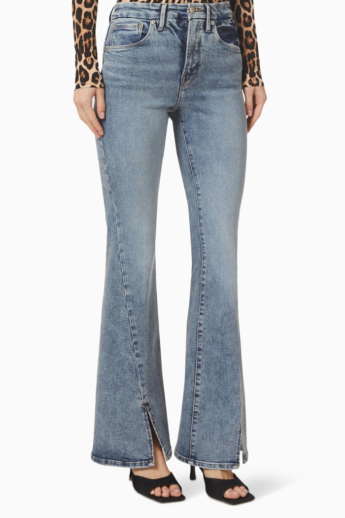 

Good Legs Twist-slit Flared Jeans, Blue