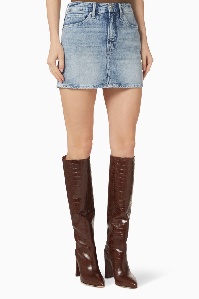 High-rise Mini Skirt in Denim, Blue